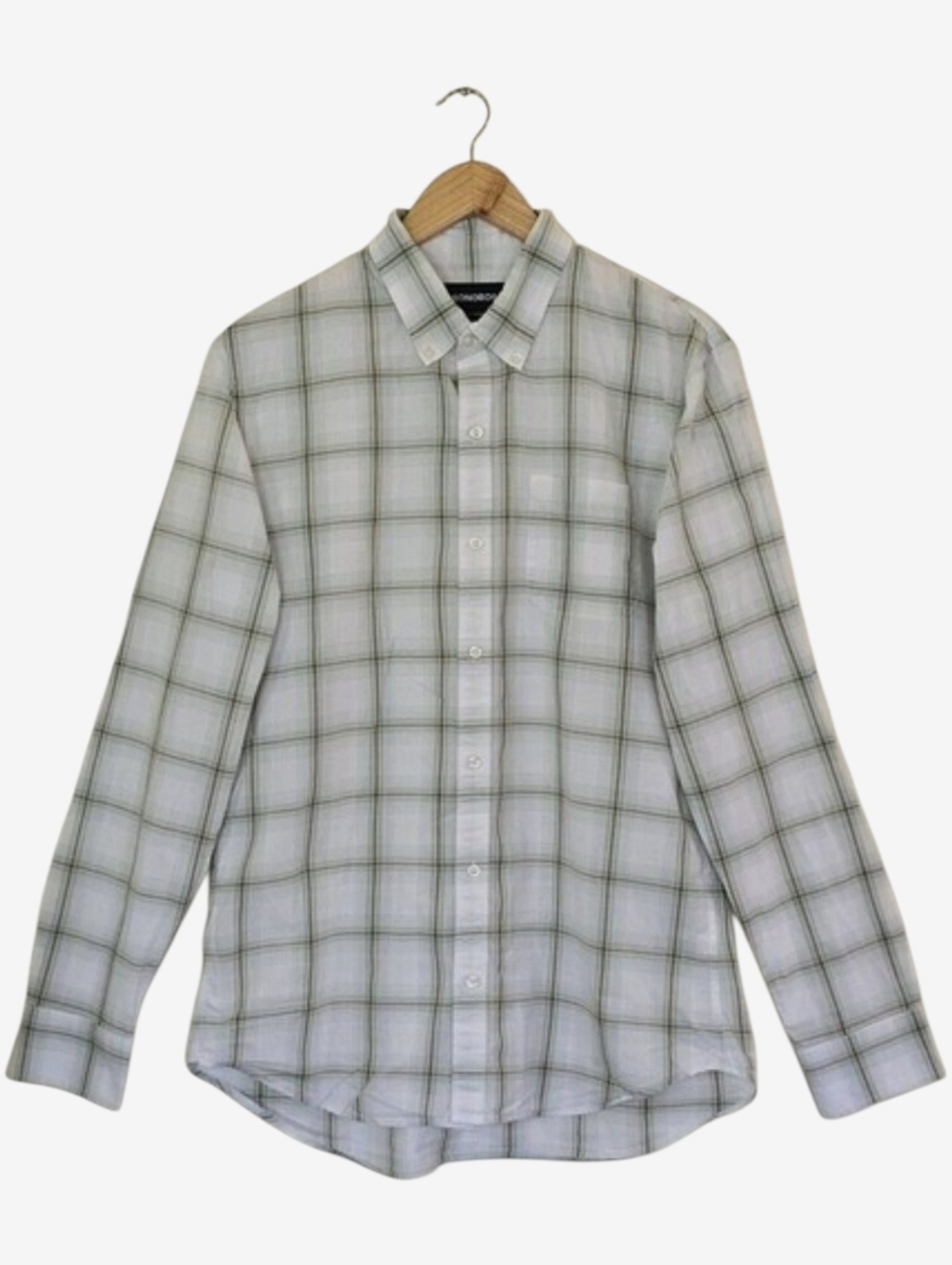 Bonobos Tailored Fit Shirt Mens Size Large Long Green White Plaid Button Down - Picture 2 of 14